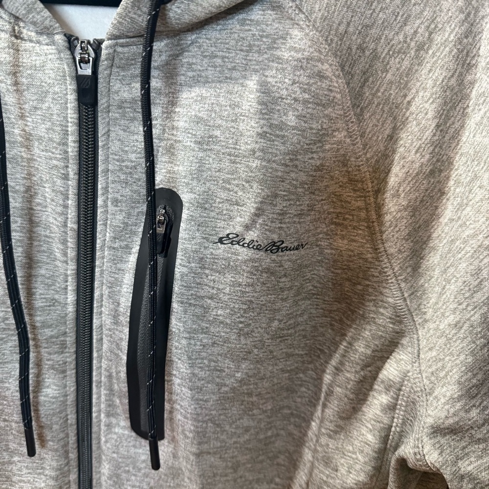 Eddie Bauer Men's Heather Gray Zip-Up Sweater - Picture 2 of 7